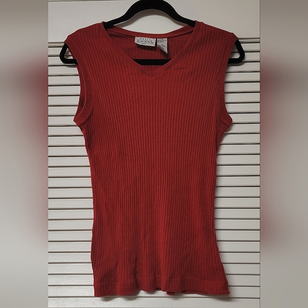 Basic Editions - Red Sleeveless Ripped Top